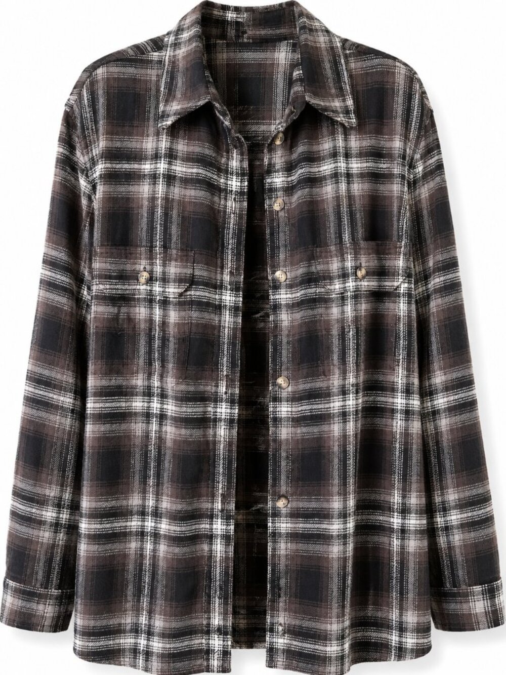 AMERICAN EAGLE Destroyed Plaid Flannel Button Down Shirt NWT